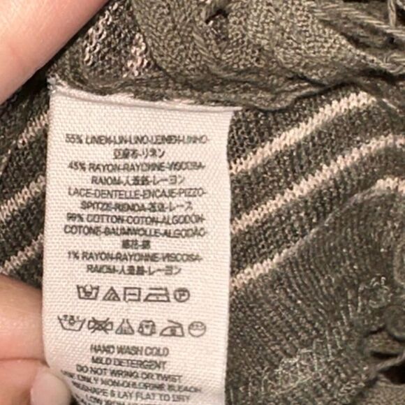 Free People Linen Striped Lace Oversized Top - Picture 4 of 4